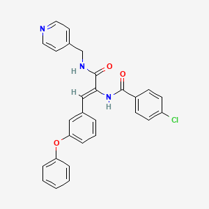 molecular formula C28H22ClN3O3 B2899330 (Z)-4-chloro-N-(3-oxo-1-(3-phenoxyphenyl)-3-((pyridin-4-ylmethyl)amino)prop-1-en-2-yl)benzamide CAS No. 469879-52-5