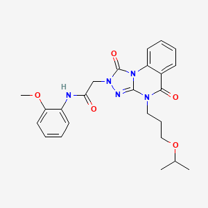 molecular formula C24H27N5O5 B2899332 2-(4-(3-isopropoxypropyl)-1,5-dioxo-4,5-dihydro-[1,2,4]triazolo[4,3-a]quinazolin-2(1H)-yl)-N-(2-methoxyphenyl)acetamide CAS No. 1243042-73-0