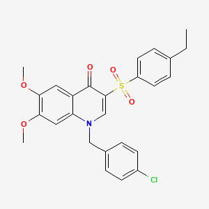molecular formula C26H24ClNO5S B2899334 1-(4-chlorobenzyl)-3-((4-ethylphenyl)sulfonyl)-6,7-dimethoxyquinolin-4(1H)-one CAS No. 899213-59-3