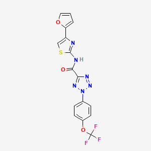 molecular formula C16H9F3N6O3S B2899337 N-(4-(furan-2-yl)thiazol-2-yl)-2-(4-(trifluoromethoxy)phenyl)-2H-tetrazole-5-carboxamide CAS No. 1396881-75-6