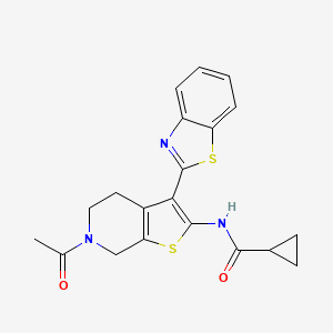 molecular formula C20H19N3O2S2 B2899340 N-[6-acetyl-3-(1,3-benzothiazol-2-yl)-4H,5H,6H,7H-thieno[2,3-c]pyridin-2-yl]cyclopropanecarboxamide CAS No. 864859-71-2