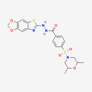 molecular formula C21H22N4O6S2 B2899354 N'-([1,3]dioxolo[4',5':4,5]benzo[1,2-d]thiazol-6-yl)-4-((2,6-dimethylmorpholino)sulfonyl)benzohydrazide CAS No. 851988-60-8