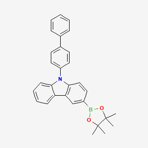 molecular formula C30H28BNO2 B2899358 9-([1,1'-Biphenyl]-4-yl)-3-(4,4,5,5-tetramethyl-1,3,2-dioxaborolan-2-yl)-9H-carbazole CAS No. 1391729-66-0