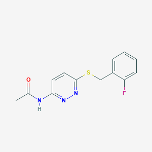 molecular formula C13H12FN3OS B2899361 N-(6-((2-fluorobenzyl)thio)pyridazin-3-yl)acetamide CAS No. 1021091-34-8