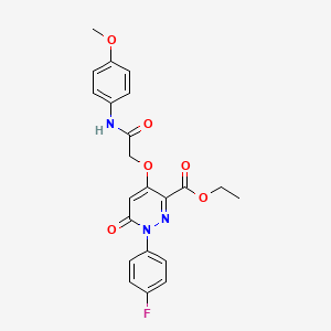 molecular formula C22H20FN3O6 B2899364 Ethyl 1-(4-fluorophenyl)-4-(2-((4-methoxyphenyl)amino)-2-oxoethoxy)-6-oxo-1,6-dihydropyridazine-3-carboxylate CAS No. 899992-62-2