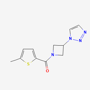 molecular formula C11H12N4OS B2899374 (3-(1H-1,2,3-triazol-1-yl)azetidin-1-yl)(5-methylthiophen-2-yl)methanone CAS No. 2034380-30-6