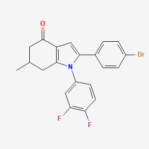 molecular formula C21H16BrF2NO B2899395 1-(3,4-Difluorophenyl)-2-(4-bromophenyl)-6-methyl-5,6,7-trihydroindol-4-one CAS No. 1024200-15-4
