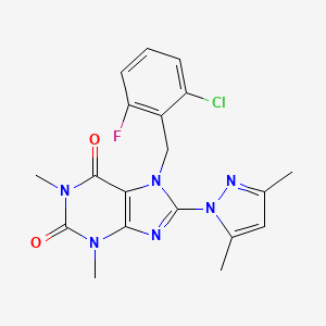 molecular formula C19H18ClFN6O2 B2899409 7-(2-chloro-6-fluorobenzyl)-8-(3,5-dimethyl-1H-pyrazol-1-yl)-1,3-dimethyl-1H-purine-2,6(3H,7H)-dione CAS No. 1014046-55-9