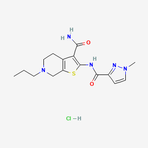 molecular formula C16H22ClN5O2S B2899413 2-(1-methyl-1H-pyrazole-3-carboxamido)-6-propyl-4,5,6,7-tetrahydrothieno[2,3-c]pyridine-3-carboxamide hydrochloride CAS No. 1189981-73-4
