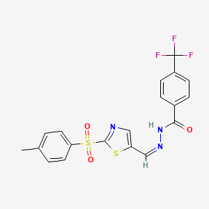 molecular formula C19H14F3N3O3S2 B2899440 N'-[(1Z)-[2-(4-methylbenzenesulfonyl)-1,3-thiazol-5-yl]methylidene]-4-(trifluoromethyl)benzohydrazide CAS No. 478032-37-0
