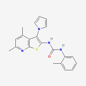 molecular formula C21H20N4OS B2899453 3-[4,6-dimethyl-3-(1H-pyrrol-1-yl)thieno[2,3-b]pyridin-2-yl]-1-(2-methylphenyl)urea CAS No. 672950-56-0