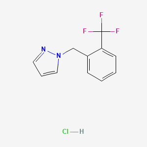 molecular formula C11H10ClF3N2 B2899456 1-{[2-(trifluoromethyl)phenyl]methyl}-1H-pyrazole hydrochloride CAS No. 2418692-51-8