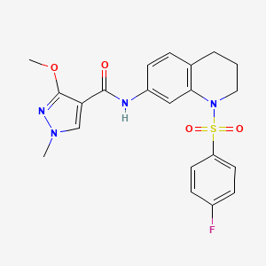molecular formula C21H21FN4O4S B2899461 N-(1-((4-fluorophenyl)sulfonyl)-1,2,3,4-tetrahydroquinolin-7-yl)-3-methoxy-1-methyl-1H-pyrazole-4-carboxamide CAS No. 1210913-09-9