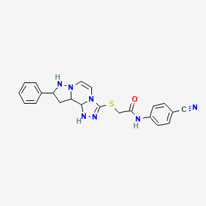 molecular formula C22H15N7OS B2899471 N-(4-cyanophenyl)-2-({11-phenyl-3,4,6,9,10-pentaazatricyclo[7.3.0.0^{2,6}]dodeca-1(12),2,4,7,10-pentaen-5-yl}sulfanyl)acetamide CAS No. 1207047-98-0
