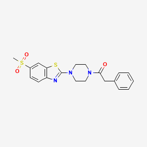 molecular formula C20H21N3O3S2 B2899476 1-(4-(6-(Methylsulfonyl)benzo[d]thiazol-2-yl)piperazin-1-yl)-2-phenylethanone CAS No. 941918-77-0