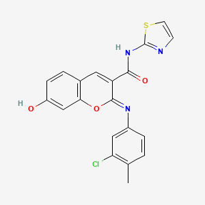 molecular formula C20H14ClN3O3S B2899484 (2Z)-2-[(3-chloro-4-methylphenyl)imino]-7-hydroxy-N-(1,3-thiazol-2-yl)-2H-chromene-3-carboxamide CAS No. 1327194-58-0