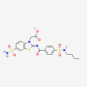 molecular formula C22H26N4O7S3 B2899490 (Z)-methyl 2-(2-((4-(N-butyl-N-methylsulfamoyl)benzoyl)imino)-6-sulfamoylbenzo[d]thiazol-3(2H)-yl)acetate CAS No. 865199-36-6