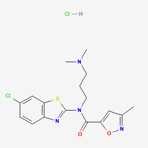 molecular formula C17H20Cl2N4O2S B2899491 N-(6-CHLORO-1,3-BENZOTHIAZOL-2-YL)-N-[3-(DIMETHYLAMINO)PROPYL]-3-METHYL-1,2-OXAZOLE-5-CARBOXAMIDE HYDROCHLORIDE CAS No. 1185098-80-9
