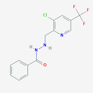 molecular formula C14H11ClF3N3O B2899492 N'-{[3-chloro-5-(trifluoromethyl)pyridin-2-yl]methyl}benzohydrazide CAS No. 2059513-59-4