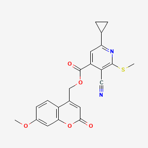 (7-methoxy-2-oxo-2H-chromen-4-yl)methyl 3-cyano-6-cyclopropyl-2-(methylsulfanyl)pyridine-4-carboxylate