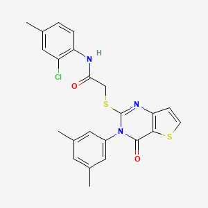 molecular formula C23H20ClN3O2S2 B2899514 N-(2-chloro-4-methylphenyl)-2-{[3-(3,5-dimethylphenyl)-4-oxo-3,4-dihydrothieno[3,2-d]pyrimidin-2-yl]sulfanyl}acetamide CAS No. 1260995-51-4