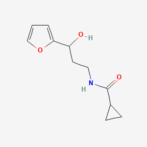 molecular formula C11H15NO3 B2899564 N-[3-(Furan-2-YL)-3-hydroxypropyl]cyclopropanecarboxamide CAS No. 1421461-63-3