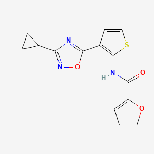 molecular formula C14H11N3O3S B2899591 N-(3-(3-cyclopropyl-1,2,4-oxadiazol-5-yl)thiophen-2-yl)furan-2-carboxamide CAS No. 1795420-18-6