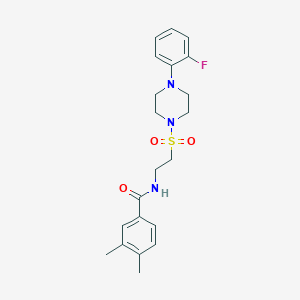 molecular formula C21H26FN3O3S B2899620 N-(2-{[4-(2-fluorophenyl)piperazin-1-yl]sulfonyl}ethyl)-3,4-dimethylbenzamide CAS No. 897613-48-8