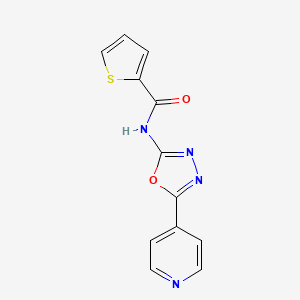 molecular formula C12H8N4O2S B2899625 N-[5-(pyridin-4-yl)-1,3,4-oxadiazol-2-yl]thiophene-2-carboxamide CAS No. 862809-96-9