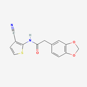 2-(benzo[d][1,3]dioxol-5-yl)-N-(3-cyanothiophen-2-yl)acetamide