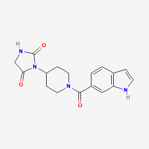 molecular formula C17H18N4O3 B2899658 3-[1-(1H-indole-6-carbonyl)piperidin-4-yl]imidazolidine-2,4-dione CAS No. 2034270-34-1