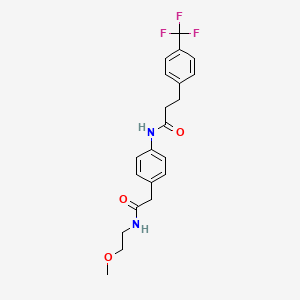 molecular formula C21H23F3N2O3 B2899669 N-(4-(2-((2-methoxyethyl)amino)-2-oxoethyl)phenyl)-3-(4-(trifluoromethyl)phenyl)propanamide CAS No. 1448071-04-2