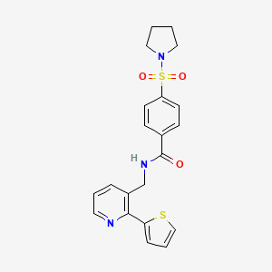 4-(pyrrolidin-1-ylsulfonyl)-N-((2-(thiophen-2-yl)pyridin-3-yl)methyl)benzamide