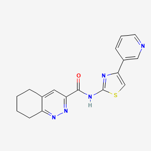 molecular formula C17H15N5OS B2899678 N-[4-(pyridin-3-yl)-1,3-thiazol-2-yl]-5,6,7,8-tetrahydrocinnoline-3-carboxamide CAS No. 2415464-52-5