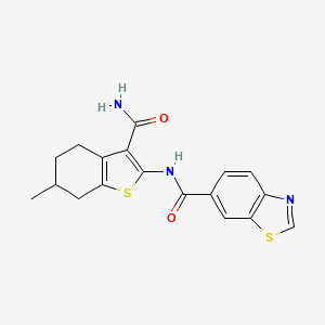 N-(3-carbamoyl-6-methyl-4,5,6,7-tetrahydro-1-benzothiophen-2-yl)-1,3-benzothiazole-6-carboxamide
