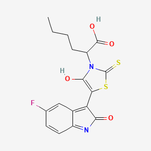 (Z)-2-(5-(5-fluoro-2-oxoindolin-3-ylidene)-4-oxo-2-thioxothiazolidin-3-yl)hexanoic acid