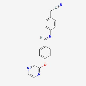 2-[4-({(E)-[4-(2-pyrazinyloxy)phenyl]methylidene}amino)phenyl]acetonitrile