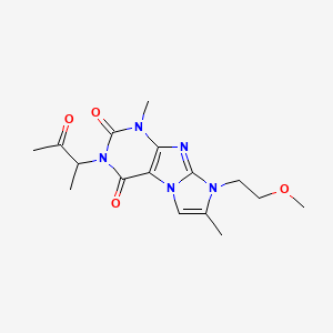 molecular formula C16H21N5O4 B2899732 6-(2-Methoxyethyl)-4,7-dimethyl-2-(3-oxobutan-2-yl)purino[7,8-a]imidazole-1,3-dione CAS No. 876671-46-4