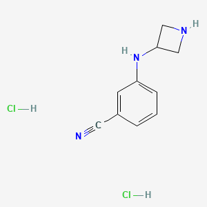 molecular formula C10H13Cl2N3 B2899736 3-[(Azetidin-3-yl)amino]benzonitrile dihydrochloride CAS No. 1989659-31-5