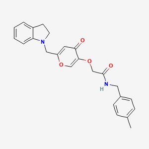 molecular formula C24H24N2O4 B2899743 2-((6-(indolin-1-ylmethyl)-4-oxo-4H-pyran-3-yl)oxy)-N-(4-methylbenzyl)acetamide CAS No. 898418-08-1