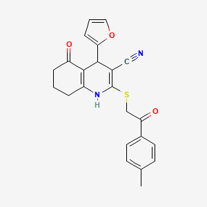 4-(Furan-2-yl)-5-oxo-2-((2-oxo-2-(p-tolyl)ethyl)thio)-1,4,5,6,7,8-hexahydroquinoline-3-carbonitrile