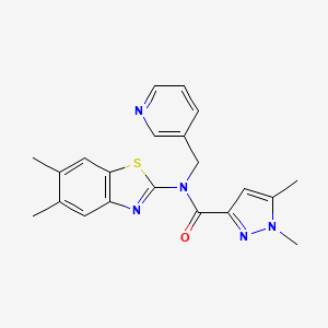 molecular formula C21H21N5OS B2899771 N-(5,6-dimethyl-1,3-benzothiazol-2-yl)-1,5-dimethyl-N-[(pyridin-3-yl)methyl]-1H-pyrazole-3-carboxamide CAS No. 1013769-09-9