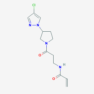 molecular formula C13H17ClN4O2 B2899777 N-[3-[3-(4-Chloropyrazol-1-yl)pyrrolidin-1-yl]-3-oxopropyl]prop-2-enamide CAS No. 2199934-73-9