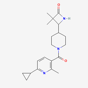 molecular formula C20H27N3O2 B2899783 4-[1-(6-Cyclopropyl-2-methylpyridine-3-carbonyl)piperidin-4-yl]-3,3-dimethylazetidin-2-one CAS No. 2224050-14-8