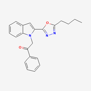 molecular formula C22H21N3O2 B2899787 2-(2-(5-butyl-1,3,4-oxadiazol-2-yl)-1H-indol-1-yl)-1-phenylethanone CAS No. 921550-73-4