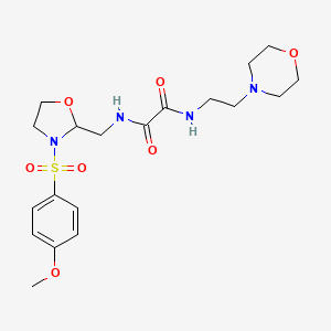 molecular formula C19H28N4O7S B2899793 N1-((3-((4-methoxyphenyl)sulfonyl)oxazolidin-2-yl)methyl)-N2-(2-morpholinoethyl)oxalamide CAS No. 868981-28-6