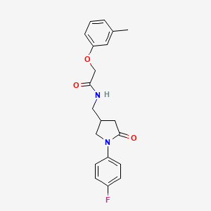 molecular formula C20H21FN2O3 B2899814 N-((1-(4-fluorophenyl)-5-oxopyrrolidin-3-yl)methyl)-2-(m-tolyloxy)acetamide CAS No. 954703-96-9