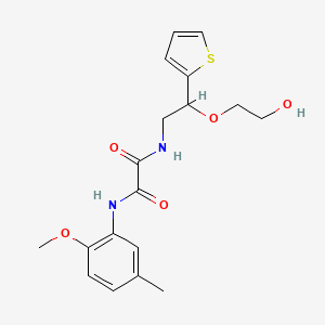 molecular formula C18H22N2O5S B2899816 N-[2-(2-hydroxyethoxy)-2-(thiophen-2-yl)ethyl]-N'-(2-methoxy-5-methylphenyl)ethanediamide CAS No. 2034565-63-2