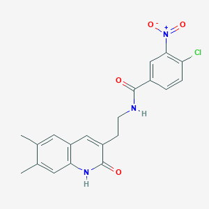 4-chloro-N-(2-(6,7-dimethyl-2-oxo-1,2-dihydroquinolin-3-yl)ethyl)-3-nitrobenzamide