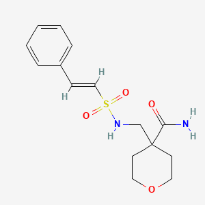 molecular formula C15H20N2O4S B2899820 4-[[[(E)-2-phenylethenyl]sulfonylamino]methyl]oxane-4-carboxamide CAS No. 1356782-50-7